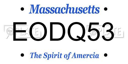 EODQ53 Massachusetts License Plate