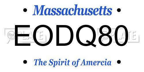 EODQ80 Massachusetts License Plate