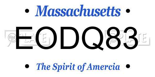 EODQ83 Massachusetts License Plate