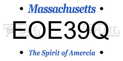 EOE39Q Massachusetts License Plate