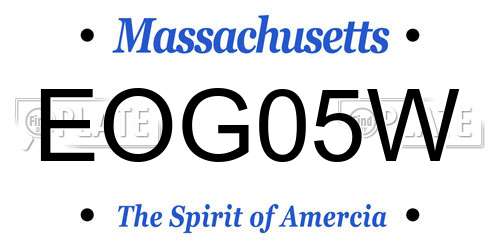 EOG05W Massachusetts License Plate