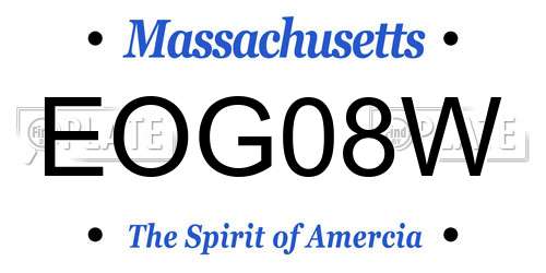 EOG08W Massachusetts License Plate