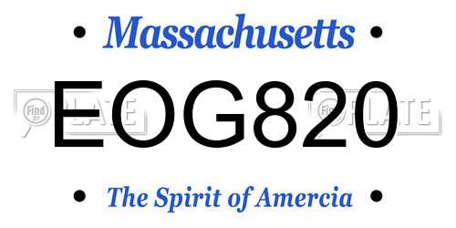 EOG820 Massachusetts License Plate