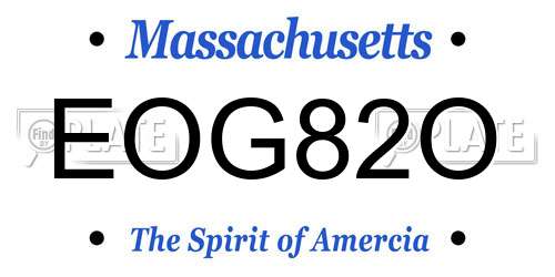 EOG82O Massachusetts License Plate