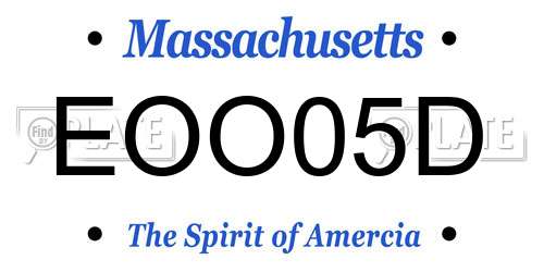 EOO05D Massachusetts License Plate