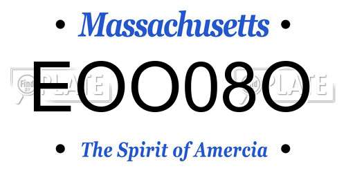 EOO08O Massachusetts License Plate