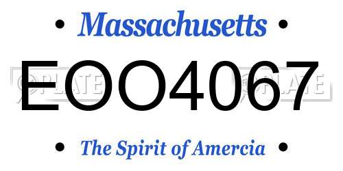 EOO4067 Massachusetts License Plate