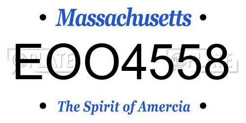 EOO4558 Massachusetts License Plate