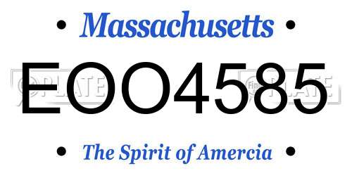 EOO4585 Massachusetts License Plate