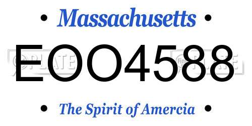 EOO4588 Massachusetts License Plate
