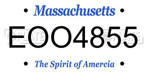 EOO4855 Massachusetts License Plate