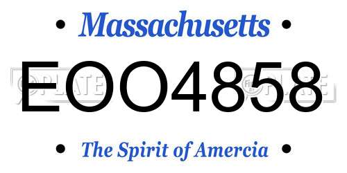 EOO4858 Massachusetts License Plate