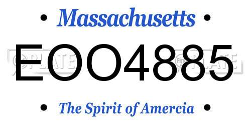 EOO4885 Massachusetts License Plate