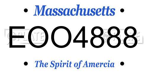 EOO4888 Massachusetts License Plate
