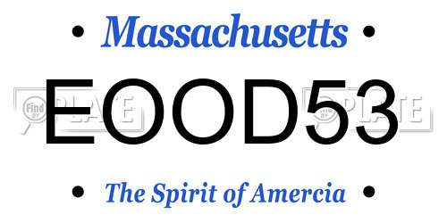 EOOD53 Massachusetts License Plate