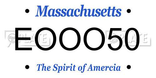 EOOO50 Massachusetts License Plate