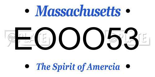 EOOO53 Massachusetts License Plate