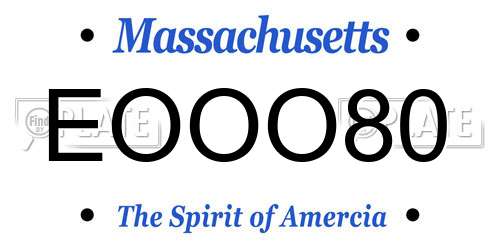 EOOO80 Massachusetts License Plate