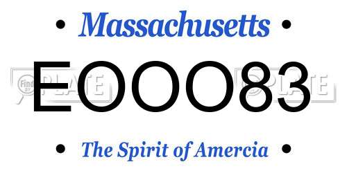 EOOO83 Massachusetts License Plate