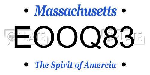 EOOQ83 Massachusetts License Plate