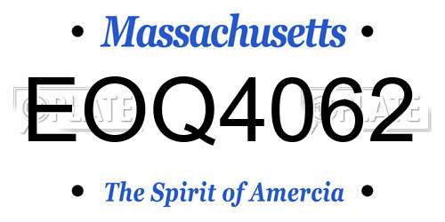 EOQ4062 Massachusetts License Plate