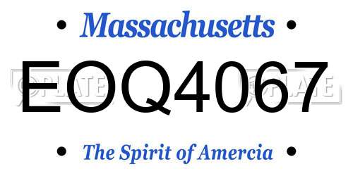 EOQ4067 Massachusetts License Plate