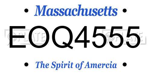 EOQ4555 Massachusetts License Plate