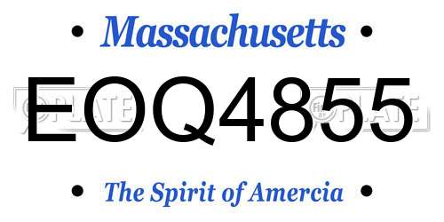 EOQ4855 Massachusetts License Plate