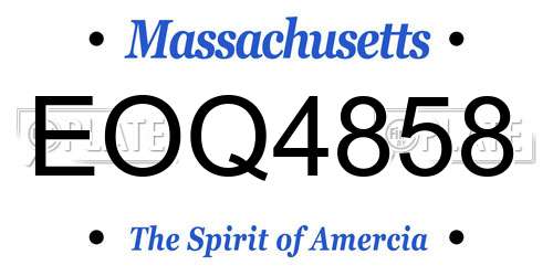 EOQ4858 Massachusetts License Plate