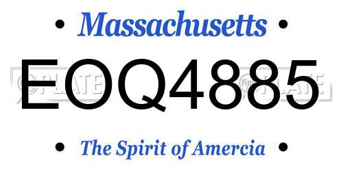 EOQ4885 Massachusetts License Plate