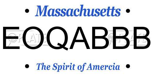 EOQABBB Massachusetts License Plate