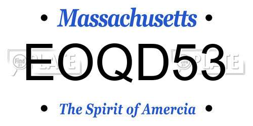 EOQD53 Massachusetts License Plate