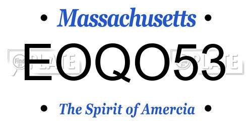 EOQO53 Massachusetts License Plate