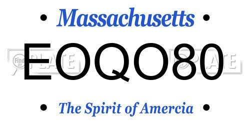 EOQO80 Massachusetts License Plate