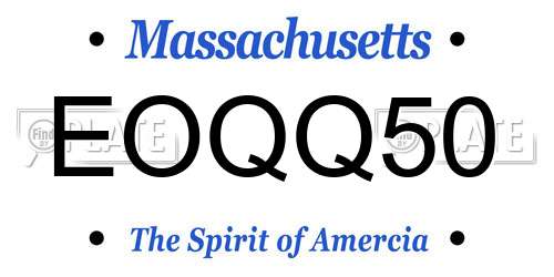 EOQQ50 Massachusetts License Plate
