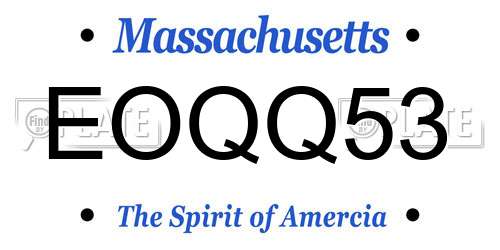 EOQQ53 Massachusetts License Plate