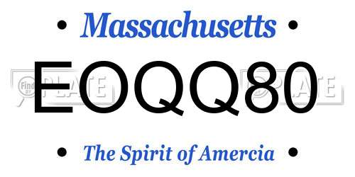 EOQQ80 Massachusetts License Plate