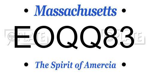 EOQQ83 Massachusetts License Plate