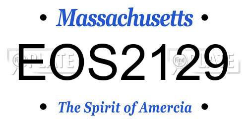 EOS2129 Massachusetts License Plate
