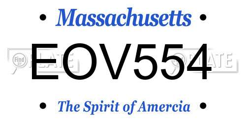 EOV554 Massachusetts License Plate
