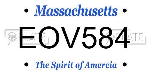 EOV584 Massachusetts License Plate