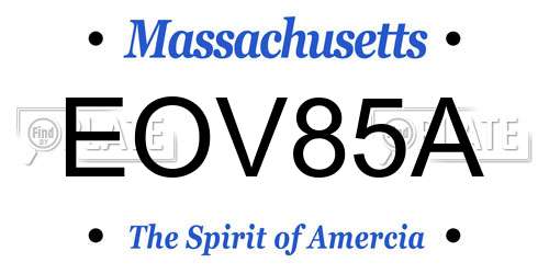 EOV85A Massachusetts License Plate