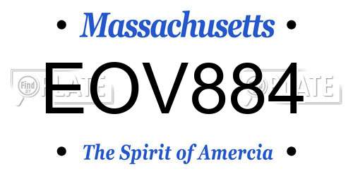 EOV884 Massachusetts License Plate