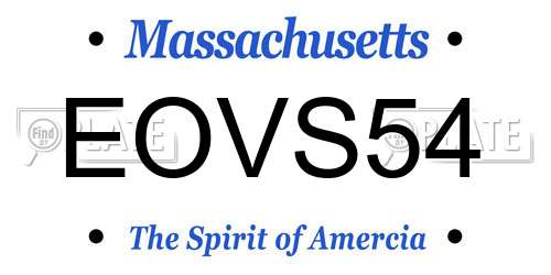 EOVS54 Massachusetts License Plate