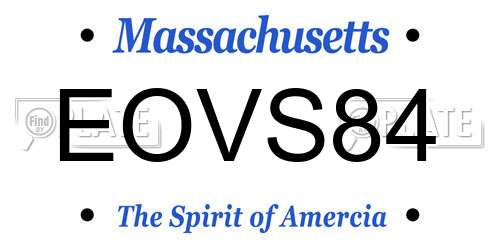 EOVS84 Massachusetts License Plate