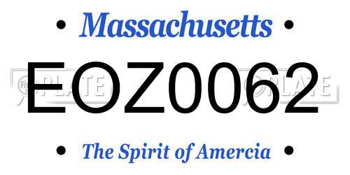EOZ0062 Massachusetts License Plate