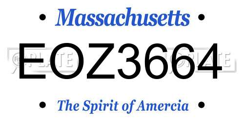 EOZ3664 Massachusetts License Plate