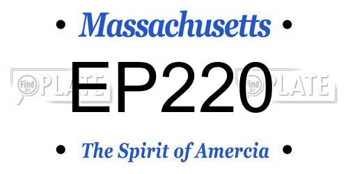 EP220 Massachusetts License Plate