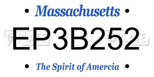 EP3B252 Massachusetts License Plate