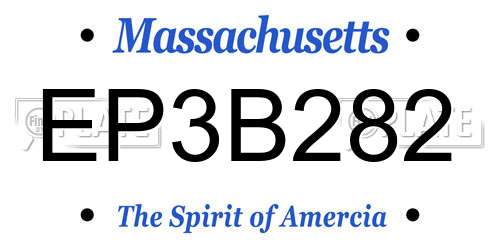EP3B282 Massachusetts License Plate